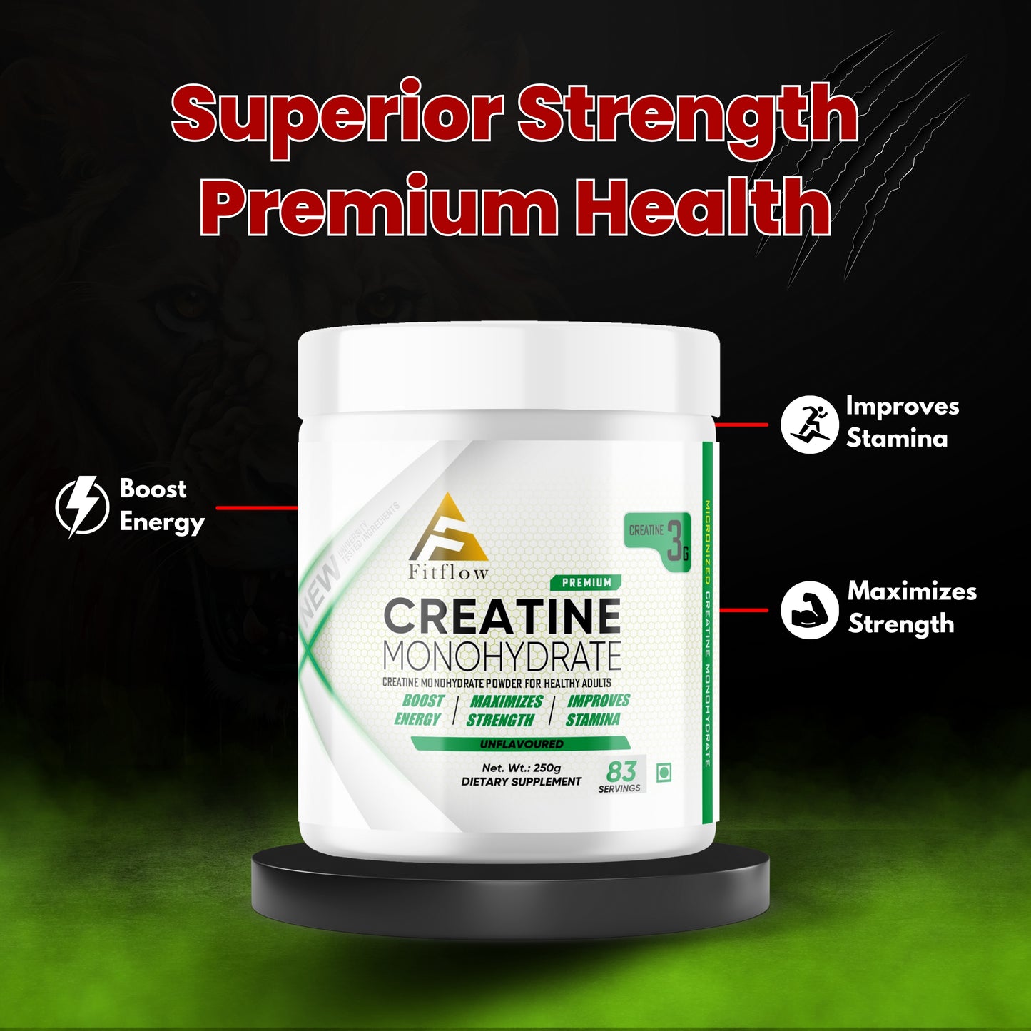 Creatine Monohydrate 250g | Lab Tested | Enhanced Absorption | 100% Pure Creatine