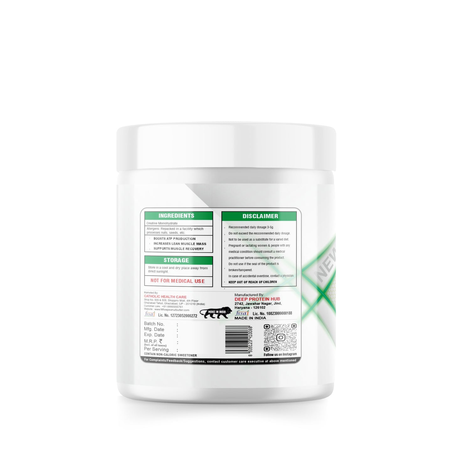 Creatine Monohydrate 250g | Lab Tested | Enhanced Absorption | 100% Pure Creatine